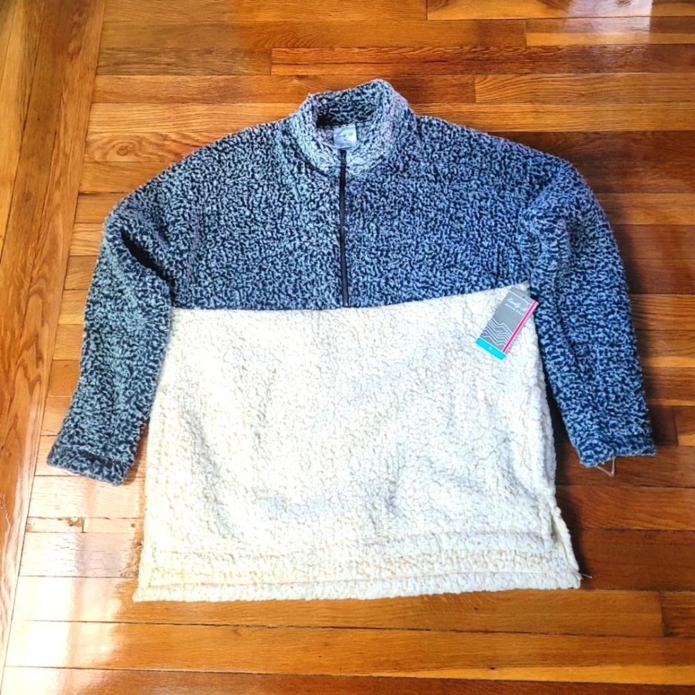 Emily B Sherpa 2-Tone Pullover Activewear Sweater/Jacket/Outerwear NWT